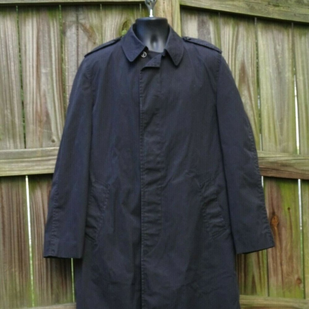 1987 Vintage Long US Military Army RAINCOAT Trench Coat Mens 40XL Black
